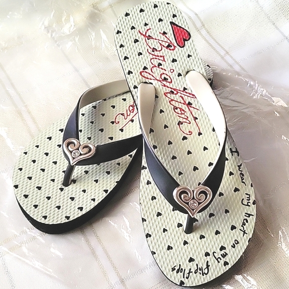 Brighton Hearts Black Flip Flops - Picture 2 of 12